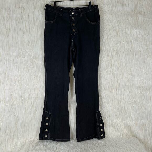 Trash & Vaudeville Black Flare Button Fly Ankle Buttons High Waist Womens Sz 33 - Picture 9 of 9